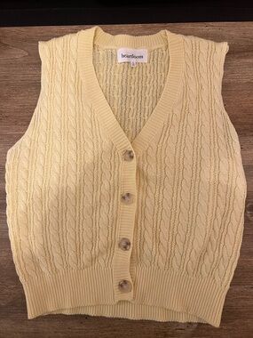 Heartloom Butter Yellow Cable Knit Button-Front Sweater Vest